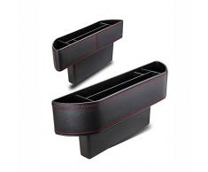 Lumiereholic Organiseur de Poche latérale divisé Siège Auto de Remplissage Gap Espace Boîte de Rangement Collector Intérieur de Voiture Accessoires Cuir PU Organiseur Voiture Couture Noir Y428