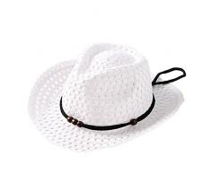 Chapeaux de paille cowboy été bébé,Ewendy Chapeau de parasol respirant Bonnets de plage enfants pour 2-6 ans enfants
