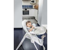 Badabulle Chaise Haute Easy Blanc / Gris Bébé Pliable Réglable Inclinable