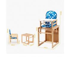 ZHAOYONGLI Chaise Haute bébé Chaise Haute Évolutive Chaise multifonctionnelle en bois massif Créatif Forte Durable Longue durée de vie (Couleur : Bleu, taille : Large)