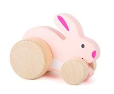Small Foot 11047 Lapin à Pousser, en Bois certifié 100% FSC, Encourage limagination et la créativité, à partir de 12 Mois Jouets, Rose