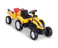 Homcom Tracteur à pédales Ranch Trac avec remorque Pelle et rateau Jeu de Plein air Enfants 3 à 6 Ans Jaune Noir