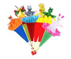 EQLEF Marionnettes à Mains, Cache-Cache Jouet rétractable Petit Jouet en Peluche Animal marionnette Jouet interactif Jouet pour Enfants fête danniversaire - 6 Pcs