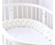 EXQUILEG 2.2m Doux Tour de lit Bébé Coussin Serpent Coussin Tressé pare-chocs Velours Bébé Protection Chambre Décor (Blanc)