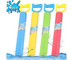 Vegena Pistolet à Eau en Mousse, Pistolet à Eau Étirer en Mousse Jeux de pour Garçons Filles Adultes, Les Enfants dété Jouets de Bain de Plage de Natation, pour Les Enfants comme Cadeaux - 4 Pcs