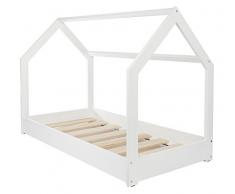 Velinda Lit Maison 2 en 1, Chambre denfant, Construction cabane, Bois Naturel 160x80 cm (Couleur: Blanc)
