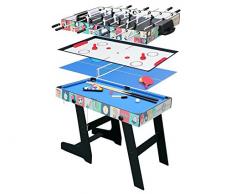hj Table Multi Jeux 4 en 1 Pliante-Billard/Babyfoot/Hockey/Tennis de Table