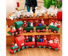 ILOVEDIY 4 Pièces Train Bois Enfant Cadeau Noel Table Décoration Intérieure (blanc)