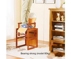 Chaise haute bébé à Manger Chaise Multifonction siège d'apprentissage Chaise Portable en Bois Massif Multi-usages (Color : Brown, Size : 43.5 * 46 * 95cm)