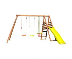 Soulet Portique en Bois avec Plateforme 3 agrès et Toboggan - Ancolie