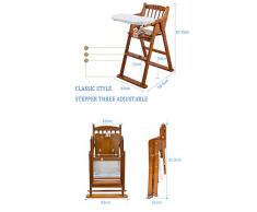 SHPP, Chaise Haute en Bois Massif pour Chaise de bébé, pin XP, Installation réglable, Pliable et Gratuite, âgée de 6 Mois à Environ 8 Ans (Charge maximale 70 kg)-Woodcolor-classicstyle