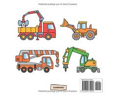 Livre de Coloriage Engins de Chantier: Pelleteuse, grue, chariot élévateur, bulldozer, bétonneuse et autres véhicules de construction