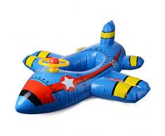 JYCRA Siège flotteur pour bébé, avion, bateau à moteur, avec volant flottant, anneau de natation pour enfant de 1 à 4 ans, PVC, bleu, 90x100cm