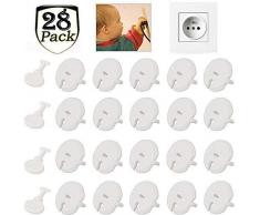 ZEEREE 24pcs Cache Prise Bébé avec 4pcs Clé Prise de Courant avec Systeme Rotatif pour Sécurité Enfant