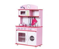 Costway Cuisine pour Enfant en Bois Cuisine de Jouets Cuisine de Jeux Cuisine Éducatif Rose Vert (Rose)