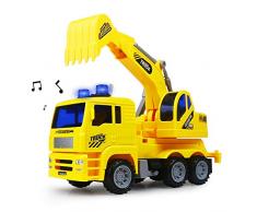 Nuheby Jouet Excavator Pelleteuse Enfant Camion Enfant Excavatrice Vehicule Voiture Enfant avec Lumières, Son Cadeau Enfant pour 3 4 5 Ans Garcon Fille
