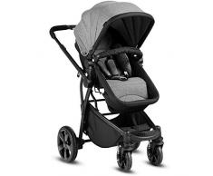 Poussette Bébé Combiné 2 en 1 Canne Landau Pliable pour 0-36 Mois avec Repose-pied,Panier de Rangement,Poignée Ajustable,Auvent en Tissu (Gris)