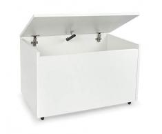 Leomark Coffre XXL à Jouets en Bois récipient pour Les Jouets, Banc reglable, sur Roues Couleur Blanche