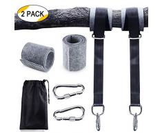 Hamac sangles, 2 Set Sangle Balancoire Suspendu 2x150CM Ultra Résistant avec D-Ring et Coussin Plus épais, Deux Crochets Mousquetons Charge Max 500KG pour Hamac et Balancoire de Jardin
