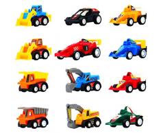 Voiture Enfant Maquette Petite Voiture Jouet Mini Vehicule Camion Miniature Voiture de Course Pull Back 12 Pcs Jouet Enfant Fille Garcon 3 4 5 Ans