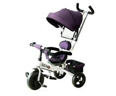 Homcom Tricycle Enfant évolutif Pare-Soleil Pliable Canne télescopique Amovible 92 x 51 x 110 cm Acier Violet Blanc et Noir