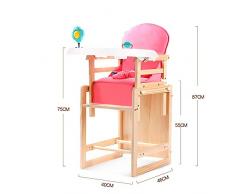 Chaise Haute Bébé Chaise Haute Évolutive Antidumping Réglable en Bois Massif Multifonctionnel Et Portable ZHANGQIANG (Couleur : Upgrade Pink, Taille : Large)