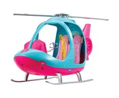 Barbie Voyage Hélicoptère rose et bleu pour poupée avec hélice rotative, jouet pour enfant, FWY29