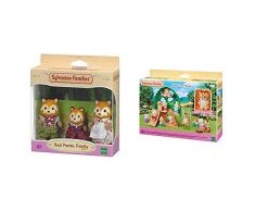 SYLVANIAN FAMILIES - 5215 - Panda Roux - Mini-Poupée & La cabane Luke bébé écureuil Roux Mini-Univers, 5318, Multicolore