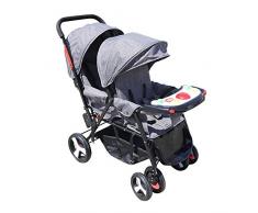 WUPYI2018 Poussette Double,Poussette jumelle Pliable avec Pare-Soleil et Boîte à Musique,De la Naissance à 3 Ans (Gris)