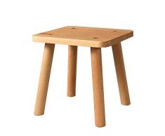 IBUYKE Tabouret Repose-Pieds en Bois Massif Table Console guéridon Support pour Pot de Fleurs et Plantes Petit Tabouret Enfant Carré RF-BD143-