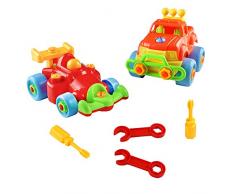 Fajiabao Vehicule Construction Jeu Assemblage Enfant Jouet Voiture Jeu Construction Jeep avec 2 Pcs pour Garcon Fille 3 Ans 4 Ans 5 Ans