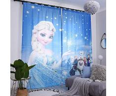 Filles de chambre 3d rideaux, rideau décoratif de dessin animé de reine de neige, salles de séjour fille Chambre à coucher Des rideaux de décoration de partie de chambre à coucher 108 W x 98H