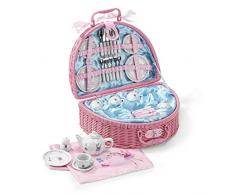 Lucy Locket Panier de Pique-nique et Dinette Conte de Fées pour Enfants (Set de 32 Pièces en Porcelaine) Rose