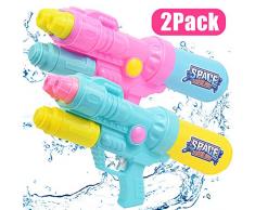 Zaloife Pistolet à Eau pour Enfants Jouet Blaster Double Buse Pistolet à Eau Haute Capacité Pistolet à Eau à Longue Portée A Eau Super Scatter Blast Jeu de Plein Air Jouets pour Piscine Plage, 2pcs