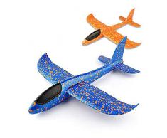 VCOSTORE 2 Pièces Avion Planeurs Enfant , Vol Libre, Lancé Main, Jouets Durables pour Enfants, Jouets Sport en Plein Air ou Cadeau (Bleu et Orange)
