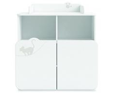 Commode table à langer 2 portes et 2 niches, Coloris blanc velours, 87 x 101 x 73 cm -PEGANE-