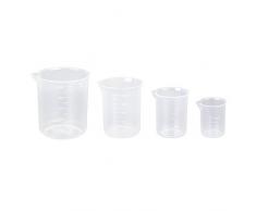 Jooks Labs Plastique Verre doseur gradué gobelets de forme basse gobelets Tasses à mesurer borosilicate 4 pcs 50 150 250 500 ml Transparent