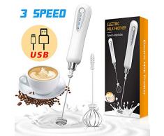 CAVN Mousseur à lait électrique avec double poignée en mousse rechargeable par USB avec batteur dœufs pour café, latte, cappuccino, chocolat chaud