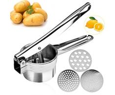 McNory Presse-purée à Pommes de Terre-Inoxydable de qualité supérieure,3 disques interchangeables-Presse à patates Manuelle,idéal pour Fruits,légumes,Aliments pour bébés,Facile à Nettoyer