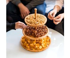 Relaxdays 10019168 Présentoir 3 étages Ãtagère en bambou 3 plateaux de service gâteaux apéritif fromage fruit fêtes Plat en bois Décoration H: 25 cm Ã: 30 cm, nature