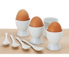 8 pcs. Set coquetier - 4 coquetiers et 4 cuilleres - Porcelaine