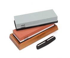 Pierre à aiguiser double face,Couteaux aiguiser pierre Double visage professionnel,400/1000 3000/8000 avec base antidérapante