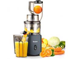 Extracteur de Jus Vertical, Bextcok Moulin à Jus de Fruits et Légumes Slow Juicer Grande Presse à Froid à Pression Lente Sans BPA avec 83mm Large Bouche Fonction Inverse Moteur Silencieux Jus Tasse