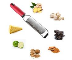 Uni-Right Râpe à fromage en acier inoxydable avec lame tranchante pour chocolat, gingembre, fromage, citron, noix de muscade, ail, etc. avec housse de protection et facile à nettoyer.