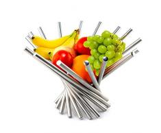 Kwode Corbeille à Fruits Design en Acier Inoxydable - Forme Spirale - Argent, 38 x 38 x 34 cm