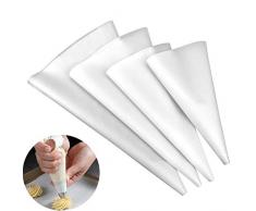 Queta 4 Pcs Poche à Douille Réutilisable en Silicone Taille Extra Large/ Large/ Moyenne/ Petite Poche à Douille Professionnelles pour Glaçage et Décoration de Gâteau Pâtisserie Sucre Fondant