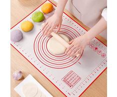 LIULIUKEJ Tapis de Cuisson en Silicone, Tapis de Pâte Antidérapant avec Mesure, Tapis de Pâtisserie Vert Sain Sans BPA, Tapis à Tâtisserie pour Cookie/Gâteau/Pizza/Pain pour Famille (5 Choix)