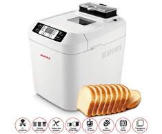AUCMA Machine à pain automatique sans gluten Menu Machine à pain de 2 kg, 12 fonctions prédéfinies, Machine à pain à pain pour débutant avec boulangerie, 550 W, blanc