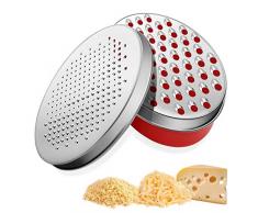 Râpe à fromage, trancheuse à légumes, zester de citron avec râpe de rangement pour râper les fromages cheddar, gingembre, légumes, beurre, ail pour adultes et enfants Rouge