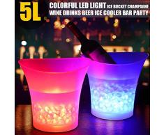 Volwco LED Seau à Glace Couleurs Changeantes Seau De Refroidissement LED 5L Grande Capacité Champagne Wine Drinks Beket Seau pour Le Mariage à Domicile KTV Party Bar